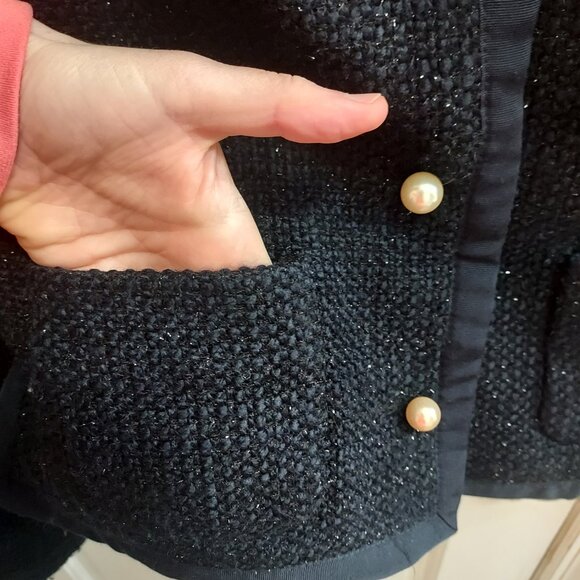 Sandro Black Pearl Button Sparkle Cardigan Jacket - Picture 6 of 9
